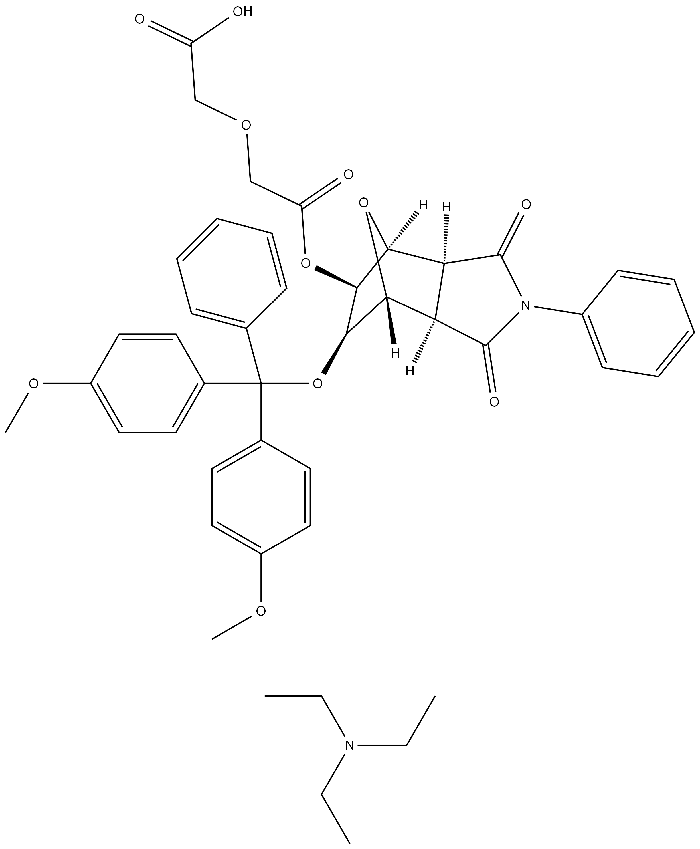 triethylamine 2-(2-(((3aR,4R,5R,6S,7S,7aS)-6-(bis(4-methoxyphenyl)(phenyl)methoxy)-1,3-dioxo-2-phenyloctahydro-1H-4,7-epoxyisoindol-5-yl)oxy)-2-oxoethoxy)acetate,730963-50-5,结构式
