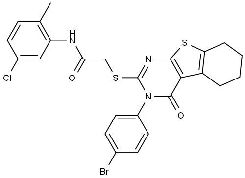2-{[3-(4-BROMOPHENYL)-4-OXO-3,4,5,6,7,8-HEXAHYDRO[1]BENZOTHIENO[2,3-D]PYRIMIDIN-2-YL]SULFANYL}-N-(5-CHLORO-2-METHYLPHENYL)ACETAMIDE Struktur