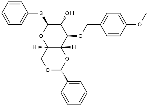 phenyl 4,6-O-benzylidene-3-O-p-methoxybenzyl-1-thio-β-D-glucopyranoside Structure