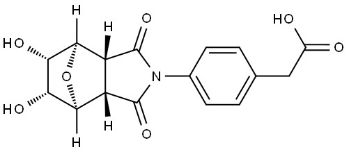 2-(4-((3aR,4R,5S,6R,7S,7aS)-5,6-dihydroxy-1,3-dioxohexahydro-1H-4,7-epoxyisoindol-2(3H)-yl)phenyl)acetic acid 结构式
