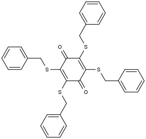 2,3,5,6-Tetrakis[(phenylmethyl)thio]-2,5-cyclohexadiene-1,4-dione,874524-10-4,结构式