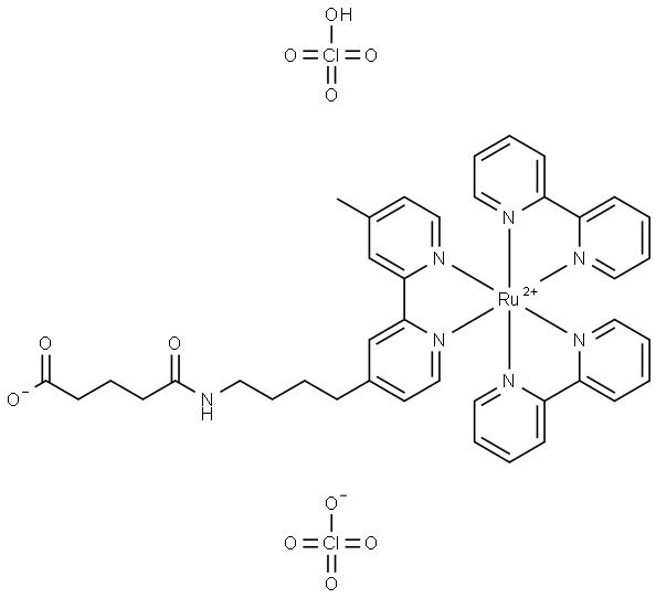 Bis(2,2'-bipyridine-κN1,κN1')[5-[[4-(4'-methyl-2,2'-bipyridin-4-yl-κN1,κN1')butyl]amino]-5-oxopentanoato]ruthenium(1+) diperchlorate|双(2,2'-联吡啶-ΚN1,ΚN1')[5-[[4-(4'-甲基-2,2'-联吡啶-4-基-ΚN1,ΚN1')丁基]氨基]-5-氧代戊酸]二高氯酸钌(1+)