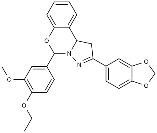 2-(1,3-BENZODIOXOL-5-YL)-5-(4-ETHOXY-3-METHOXYPHENYL)-1,10B-DIHYDROPYRAZOLO[1,5-C][1,3]BENZOXAZINE Struktur