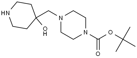 1-Piperazinecarboxylic acid, 4-[(4-hydroxy-4-piperidinyl)methyl]-, 1,1-dimethylethyl ester Struktur
