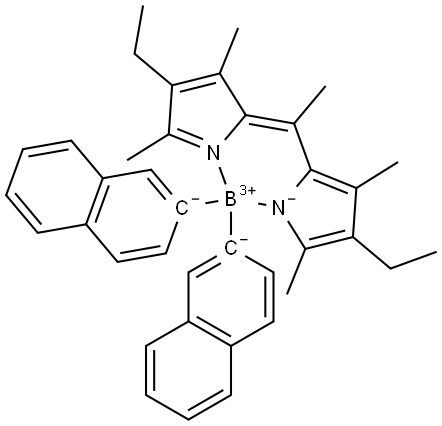 Boron, [3-ethyl-5-[1-(4-ethyl-3,5-dimethyl-2H-pyrrol-2-ylidene-κN)ethyl]-2,4-dimethyl-1H-pyrrolato-κN]di-2-naphthalenyl-, (T-4)- (9CI) Structure
