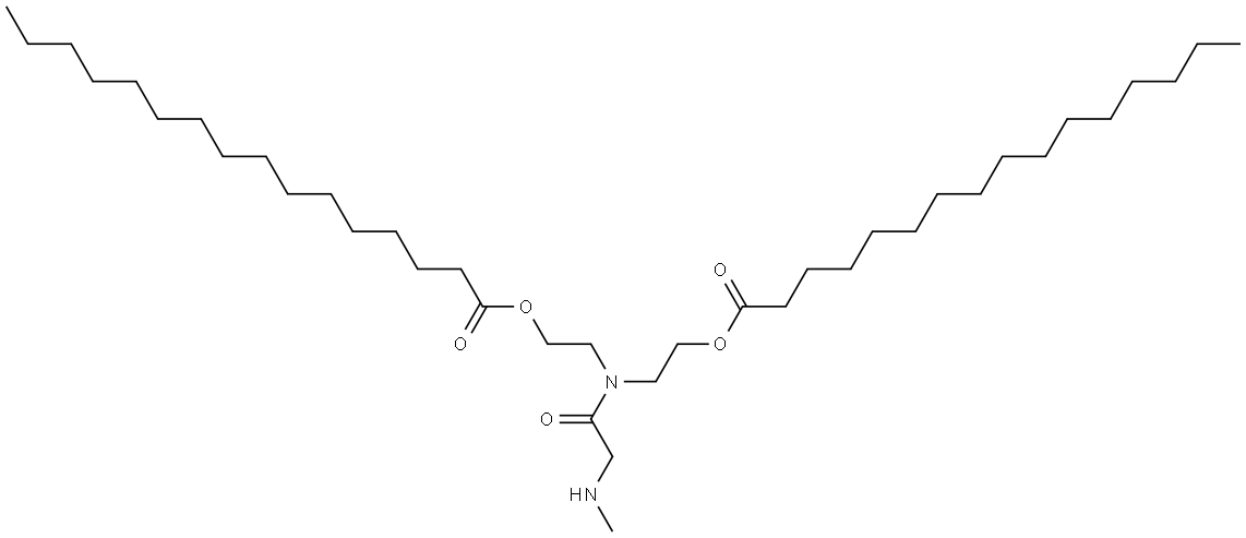 Hexadecanoic acid, 1,1′-[[[2-(methylamino)acetyl]imino]di-2,1-ethanediyl] ester Structure