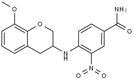 Benzamide, 4-[(3,4-dihydro-8-methoxy-2H-1-benzopyran-3-yl)amino]-3-nitro- Struktur