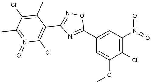 Pyridine, 2,5-dichloro-3-[5-(4-chloro-3-methoxy-5-nitrophenyl)-1,2,4-oxadiazol-3-yl]-4,6-dimethyl-, 1-oxide Struktur