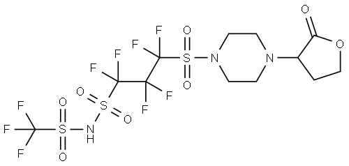 1,1,2,2,3,3-hexafluoro-3-((4-(2-oxotetrahydrofuran-3-yl)piperazin-1-yl)sulfonyl)-N-((trifluoromethyl)sulfonyl)propane-1-sulfonamide Struktur