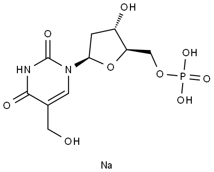 5-Hydroxymethyl-2'-deoxyuridine 5'-monophosphate Sodium Struktur