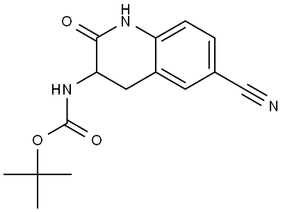 (6-Cyano-2-oxo-1,2,3,4-tetrahydro-quinolin-3-yl)-carbamicacidtert-butylester Struktur