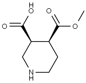 rel-(3R,4R)-4-(Methoxycarbonyl)piperidine-3-carboxylic acid Struktur