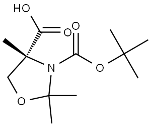 (R)-3-(tert-butoxycarbonyl)-2,2,4-trimethyloxazolidine-4-carboxylic acid Struktur