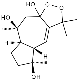 9aH-Azuleno[6,5-c]-1,2-dioxole-5,8,9a-triol, 3,4a,5,6,7,7a,8,9-octahydro-3,3,5,8-tetramethyl-, (4aS,5S,7aR,8S)- Structure