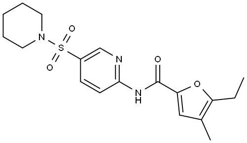 2-Furancarboxamide, 5-ethyl-4-methyl-N-[5-(1-piperidinylsulfonyl)-2-pyridinyl]- Struktur