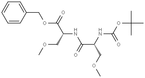 Benzyl(2R)-2-[(2R)-2-{[tert-butoxycarbonyl]amino}-3-methoxypropanamido]-3-methoxypropanoate Struktur