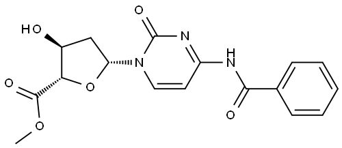 Methyl(2S,3S,5R)-5-(4-benzamido-2-oxo-1,2-dihydropyrimidin-1-yl)-3-hydroxyoxolane-2-carboxylate Structure