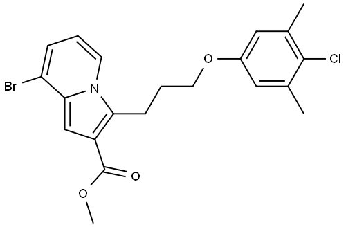 Methyl8-bromo-3-[3-(4-chloro-3,5-dimethylphenoxy)propyl]indolizine-2-carboxylate Struktur