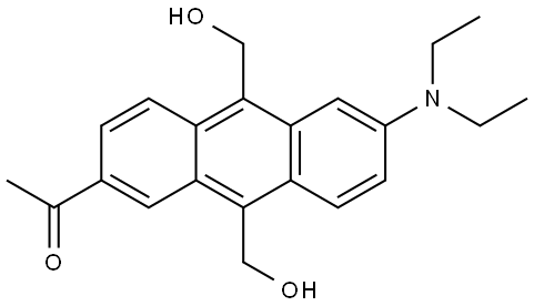 1-[6-(Diethylamino)-9,10-bis(hydroxymethyl)anthracen-2-yl]ethan-1-one 化学構造式
