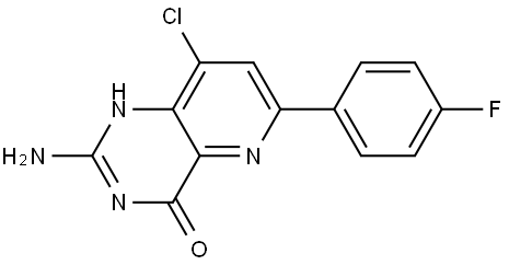 2-Amino-8-chloro-6-(4-fluorophenyl)-3H,4H-pyrido[3,2-d]pyrimidin-4-one Struktur