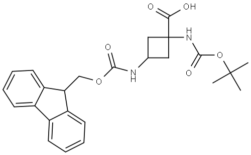 3-(Fmoc-amino)-1-(Boc-amino)-cyclobutanecarboxylic acid Structure