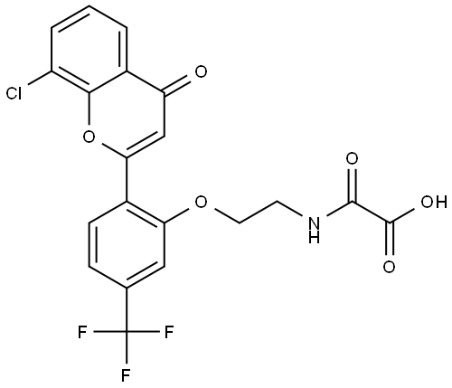 2-[2-[2-(8-Chloro-4-oxochromen-2-yl)-5-(trifluoromethyl)phenoxy]ethylamino]-2-oxoaceticacid Struktur