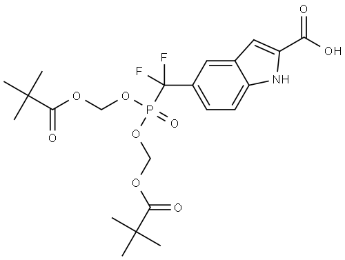5-((Bis((pivaloyloxy)methoxy)phosphoryl)difluoromethyl)-1H-indole-2-carboxylic acid Structure