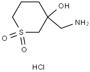 3-(Aminomethyl)-3-hydroxytetrahydro-2H-thiopyran 1,1-dioxide hydrochloride Struktur