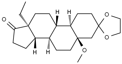 Gonane-3,17-dione, 13-ethyl-5-methoxy-, cyclic 3-(1,2-ethanediyl acetal), (5α)- Structure