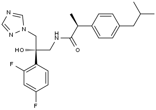 (S)-N-((S)-2-(2,4-difluorophenyl)-2-hydroxy-3-(1H-1,2,4-triazol-1-yl)propyl)-2-(4-isobutylphenyl)propanamide|(S)-N-((S)-2-(2,4-二氟苯基)-2-羟基-3-(1H-1,2,4-三唑-1-基)丙基)-2-(4- 异丁基苯基)丙酰胺