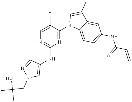 2823289-77-4 N-[1-[5-fluoro-2-[[1-(2-hydroxy-2-methyl-propyl)pyrazol-4-yl]amino]pyrimidin-4-yl]-3-methyl-indol-5-yl]prop-2-enamide