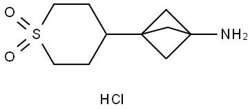 4-(3-Aminobicyclo[1.1.1]pentan-1-yl)tetrahydro-2H-thiopyran 1,1-dioxide hydrochloride Struktur