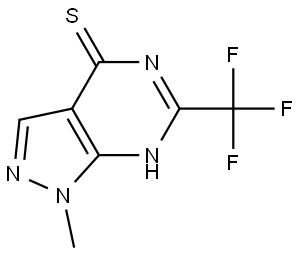 1-Methyl-6-(trifluoromethyl)-1,5-dihydro-4H-pyrazolo[3,4-d]pyrimidine-4-thione Struktur
