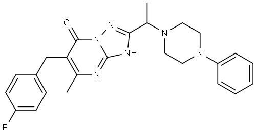6-(4-Fluorobenzyl)-5-methyl-2-(1-(4-phenylpiperazin-1-yl)-[1,2,4]triazolo[1,5-a]pyrimidin-7(4H)-one Struktur