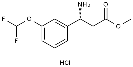 Benzenepropanoic acid, β-amino-3-(difluoromethoxy)-, methyl ester, hydrochloride (1:1), (βR)- Structure
