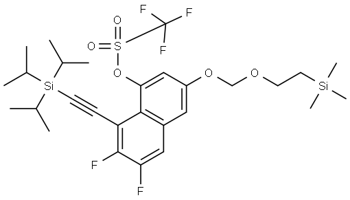 6,7-Difluoro-8-((triisopropylsilyl)ethynyl)-3-((2-(trimethylsilyl)ethoxy)methoxy)naphthalen-1-yl trifluoromethanesulfonate Struktur