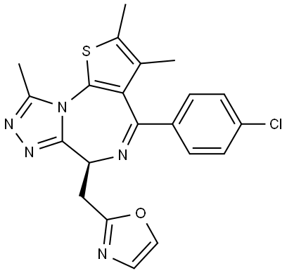 6H-Thieno[3,2-f][1,2,4]triazolo[4,3-a][1,4]diazepine, 4-(4-chlorophenyl)-2,3,9-trimethyl-6-(2-oxazolylmethyl)-, (6S)- Structure