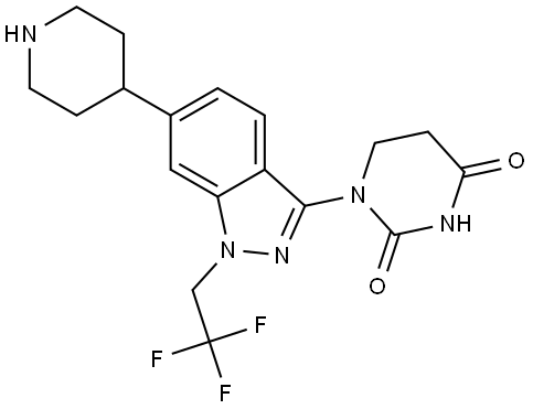1-(6-(Piperidin-4-yl)-1-(2,2,2-trifluoroethyl)-1H-indazol-3-yl)dihydropyrimidine-2,4(1H,3H)-dione Structure