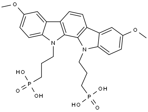 ((3,8-dimethoxyindolo[2,3-a]carbazole-11,12-diyl)bis(propane-3,1-diyl))bis(phosphonic acid) Struktur
