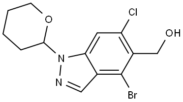 (4-Bromo-6-chloro-1-(tetrahydro-2H-pyran-2-yl)-1H-indazol-5-yl)methanol Struktur