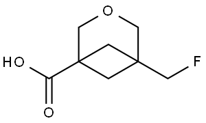 3-Oxabicyclo[3.1.1]heptane-1-carboxylic acid, 5-(fluoromethyl)- Struktur