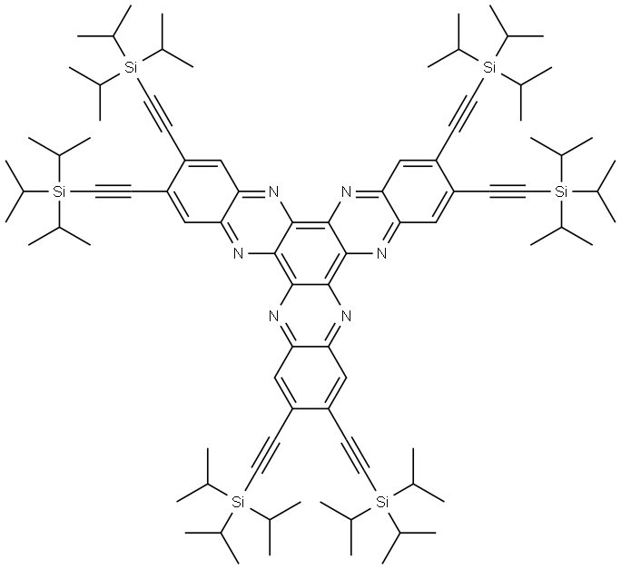 2,3,8,9,14,15-Hexakis(triisopropylsilylethynyl)-5,6,11,12,17,18-hexaazatrinaphthylene Structure
