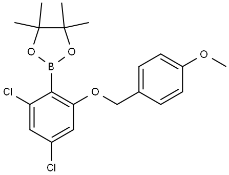2-(2,4-Dichloro-6-((4-methoxybenzyl)oxy)phenyl)-4,4,5,5-tetramethyl-1,3,2-dioxaborolane Struktur