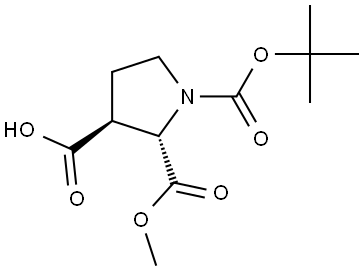 (2S,3S)-1-(tert-Butoxycarbonyl)-2-(methoxycarbonyl)pyrrolidine-3-carboxylic acid Struktur