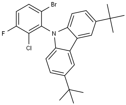 9H-Carbazole, 9-(6-bromo-2-chloro-3-fluorophenyl)-3,6-bis(1,1-dimethylethyl)- Struktur