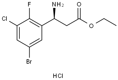 Ethyl (S)-3-amino-3-(5-bromo-3-chloro-2-fluorophenyl)propanoate hydrochloride Struktur