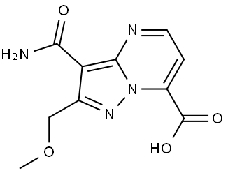 3-Carbamoyl-2-(methoxymethyl)pyrazolo[1,5-a]pyrimidine-7-carboxylic acid Struktur