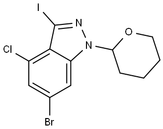 6-Bromo-4-chloro-3-iodo-1-(tetrahydro-2H-pyran-2-yl)-1H-indazole Struktur