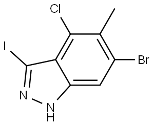 6-Bromo-4-chloro-3-iodo-5-methyl-1H-indazole Struktur