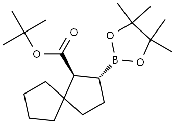 rel-tert-Butyl (1R,2S)-2-(4,4,5,5-tetramethyl-1,3,2-dioxaborolan-2-yl)spiro[4.4]nonane-1-carboxylate Struktur